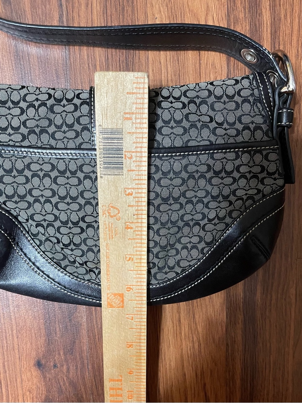 Coach 10925 Vintage Soho Black Leather And Mini C Canvas Shoulder Bag Hobo - Picture 8 of 8